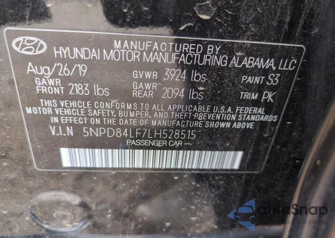 2020 Hyundai Elantra Sel из США, поврежденный, VIN 5NPD84LF7LH528515